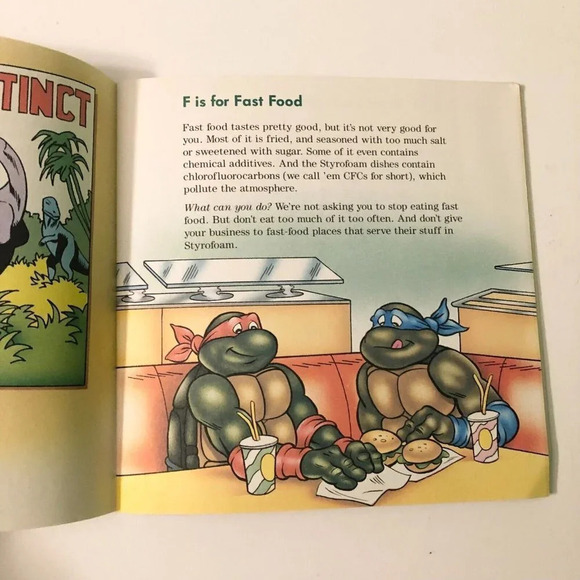 Vintage 1991 TMNT Teenage Mutant Ninja Turtles ABCs For a Better Planet Book - Picture 11 of 16